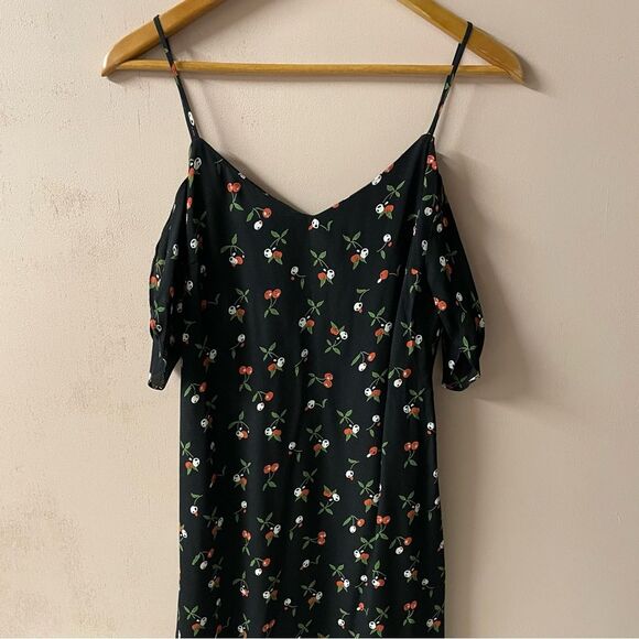 Shades of Blonde Black Cherry Print Cold-Shoulder Mini Dress Size S NWT - Picture 11 of 12